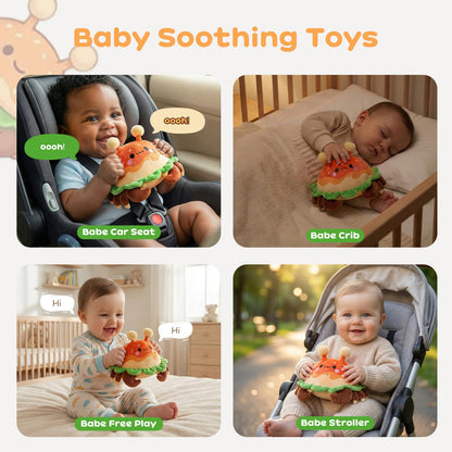 JoyCat Baby Toys 0-18 Months, Musical Crawling Crab Plush Toy - 38 Songs & Recording Feature, Bouncing Tummy Time Toy, Sensory Toys with Crinkle & Textures for Newborn Boys Girl Shower Gifts