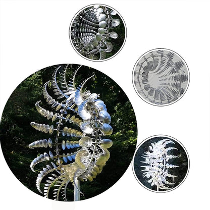 Unique and Magical Metal Windmill, 3D Wind Powered Kinetic Sculpture, Wind Spinner Solar, Wind Spinners for Yard and Garden, Windmill Catchers Outdoor Patio Decoration