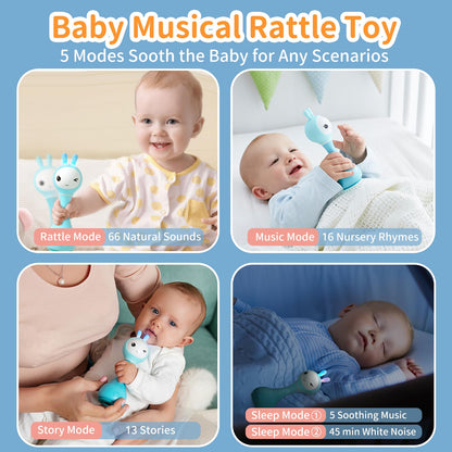 alilo Smarty Bunny Baby Rattle Musical Light Up Toys, Infants Newborns Baby Toys 0-3-6-12-18-24 Months,1 Year Old Boy Girl Easter Gifts, 4 Music Modes and Color Recognition Function with 9 Color Card