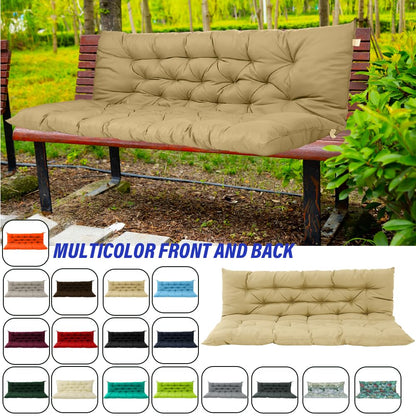 VKETU Porch Swing Cushions, Three Seat Swing Replacement Cushions Outdoor Bench Cushion with Ties Backrest Folding Waterproof Bench Cushion for Outdoor Patio Cushion (Beige, 60 x 40 in)