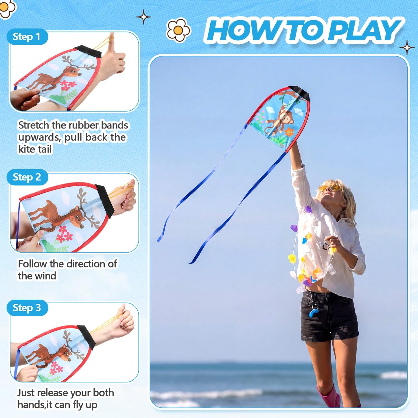 VioraWhite 30 Pcs Thumb Launcher Kites Toy Finger Slingshot Kites Beach Toy Gift for Kids Teens Age 4-18 Easy to Fly Waterproof Stringless for Boys Girls Outdoor Beach Games, Classroom Prizes