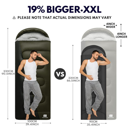 TANSTRIDER XXL Winter Sleeping Bags for Adults Cold Weather,Camping Sleeping Bag for Kids with Compression Sack,4 Season Camping Essentials Gear for Hiking,Traveling,Outdoor,Backpacking,Climbing