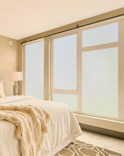 Dwersty Frosted Glass Window Privacy Film Decorative, Bathroom Window Privacy Film for Glass Windows Cover, Static Cling, Removable, Reusable, Anti-UV, Anti-Glare, Heat Blocking, 17.5 by 78.74 inch