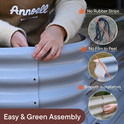 Annoell Galvanized Raised Garden Bed 8x4x1.5 ft, 18" Tall Metal Planter for Outdoor Plants Vegetable Herb Leafy Green, Modular Raised Flower Bed with Rust Resistant Coating - Moss Green