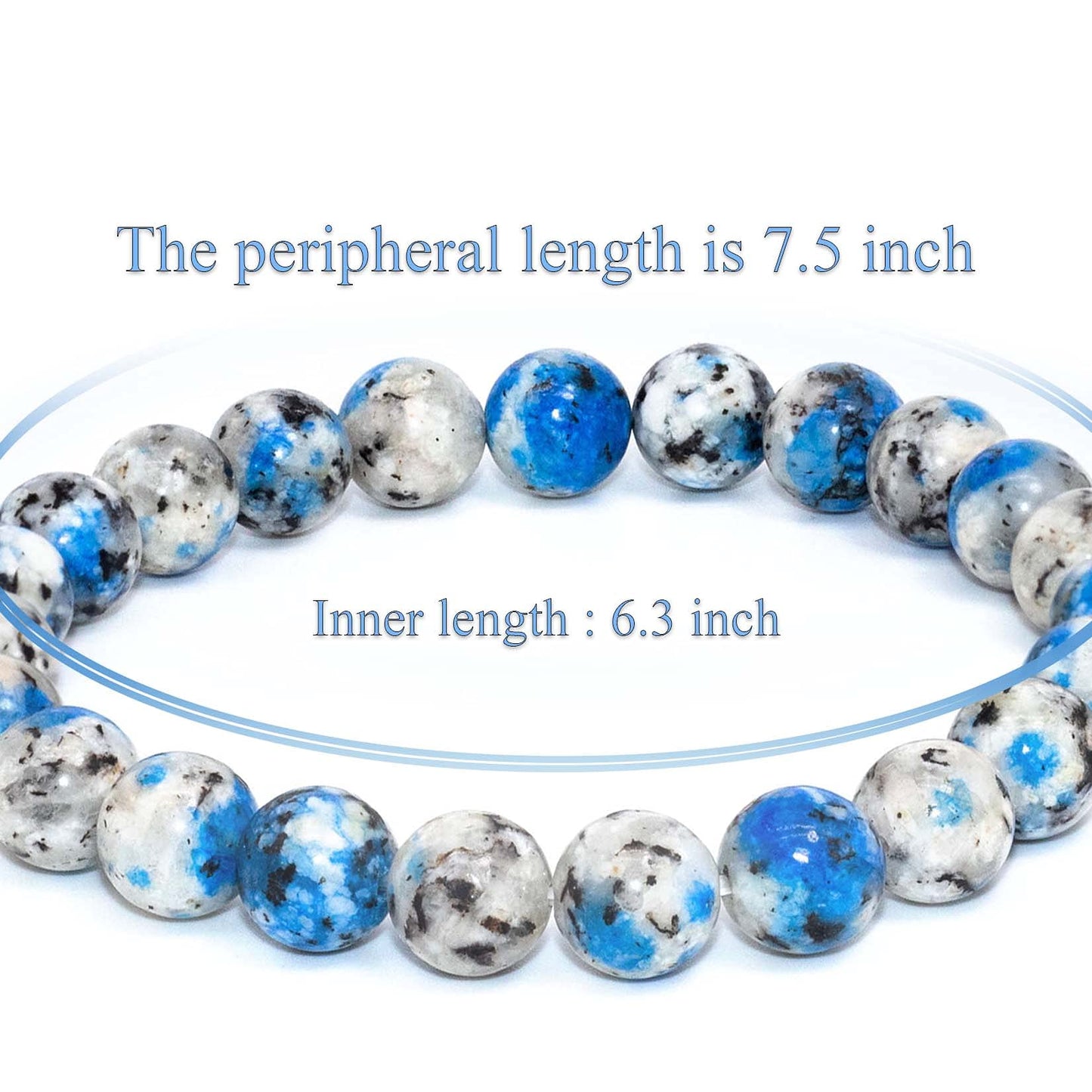 DAZCOLO 8mm Natural Gemstone Stretch Bracelet, Handmade Unisex Crystal Bracelets for Meditation, Yoga, Spiritual Healing & Positive Energy (K2 Azurite)