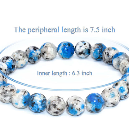 DAZCOLO 8mm Natural Gemstone Stretch Bracelet, Handmade Unisex Crystal Bracelets for Meditation, Yoga, Spiritual Healing & Positive Energy (K2 Azurite)