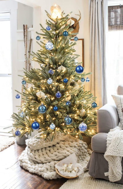 Briful 80mm/3.15" Shatterproof Clear Plastic Christmas Ball Ornaments Decorative Transparent Xmas Balls Baubles Set with Stuffed Delicate Decor Hanging Christmas Tree Ornaments(12 Counts, Blue)