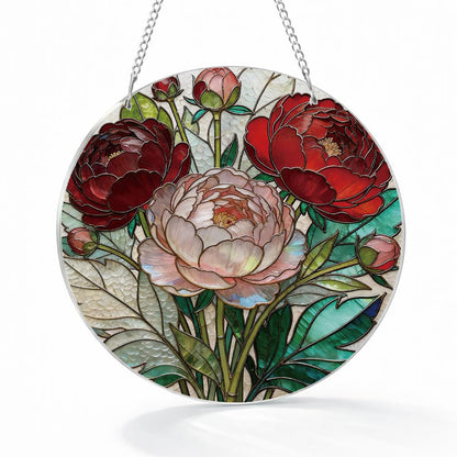 Flower Window Decor, Acrylic Hanging Suncatcher, Indoor Window Wall Art, Home Garden Decorations, Valentines Day Decor Ornaments, Floral Botanical Lover Gift