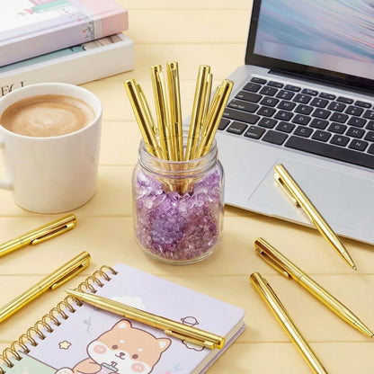 Zonon 240 Pcs Gold Metal Slim Ballpoint Pens Bulk Retractable Metallic Black Ink 1 mm Medium Point Smooth Writing Pens for Wedding Business Office Supplies Students Teachers Men Women Present