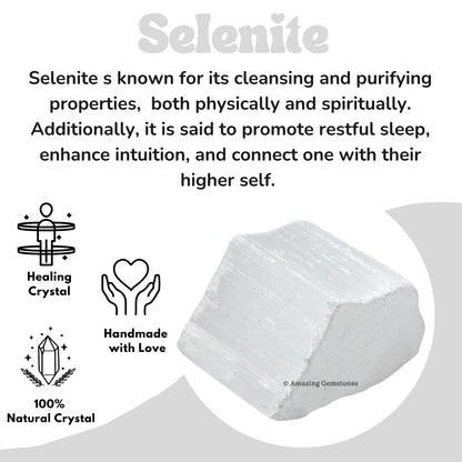 Amazing Gemstone Selenite Raw Crystals and Healing Stones, Natural Rocks For Tumbling - DIY Raw Stones And Crystals (1 Piece)