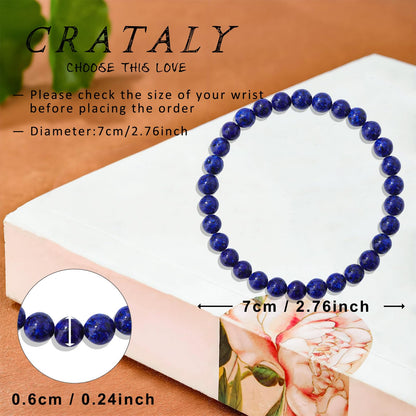 Lapis Lazuli Beaded Bracelet for Women Men-6MM Blue Natural Crystal Healing Jewelry Handmade Birthday Gifts Bracelet