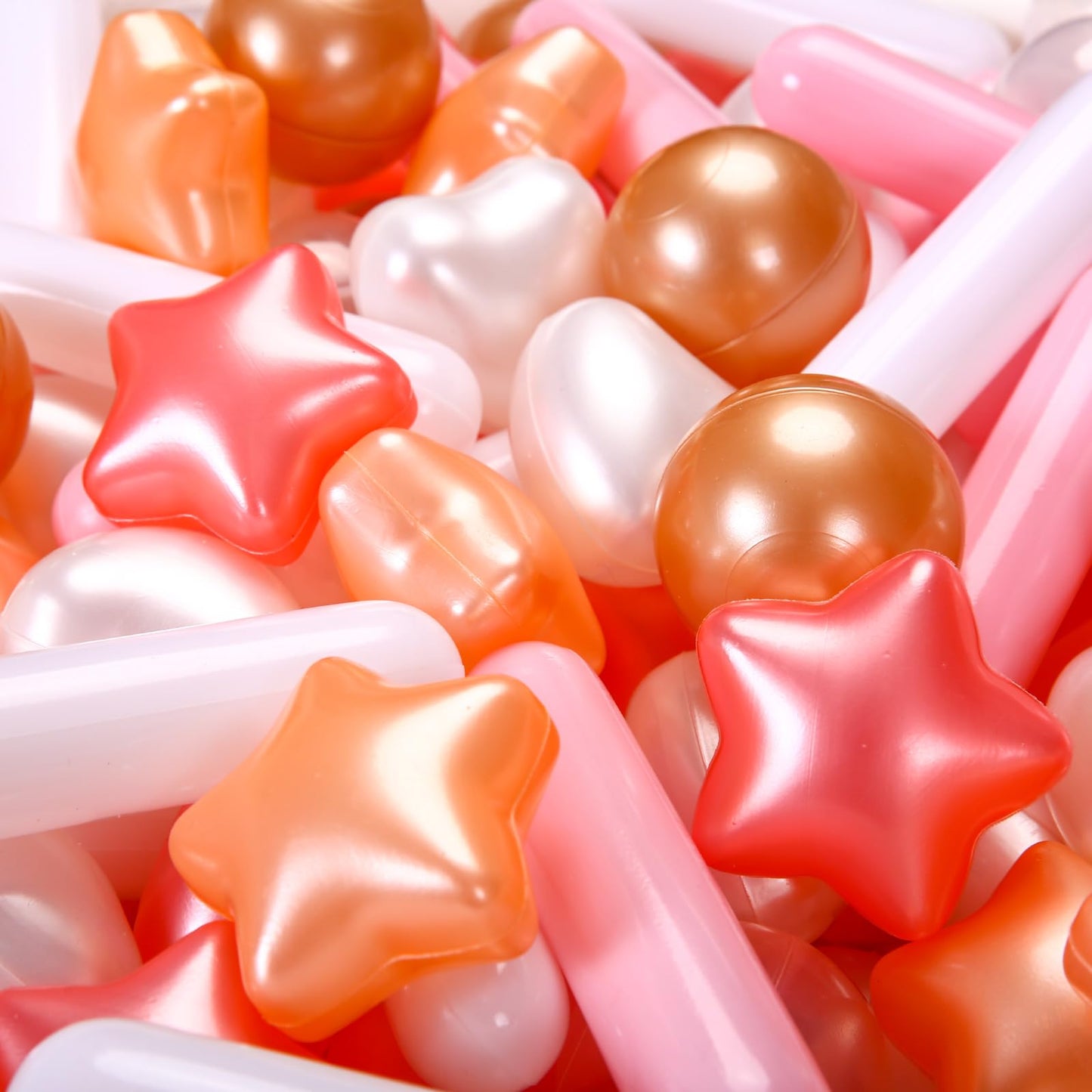 Heopeis Ball Pit Balls Stars Hearts Strip Shapes for Toddlers - 50 150 200 500 Plastic Toy Balls for Boy Girls Ballpit Play Tent Playhouse, Kids Pool Water Toys, Birthday Party Decorations