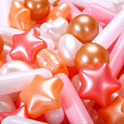 Heopeis Ball Pit Balls Stars Hearts Strip Shapes for Toddlers - 50 150 200 500 Plastic Toy Balls for Boy Girls Ballpit Play Tent Playhouse, Kids Pool Water Toys, Birthday Party Decorations