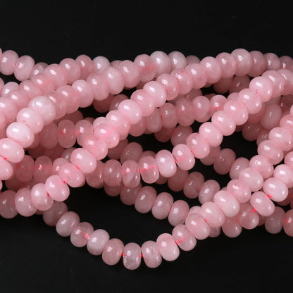 5x8mm 76pcs Natural Stone Rose Quartz Crystal Rondelle Spacer Loose Beads Abacus Disk Stone Round Loose Gemstone Beads for Jewelry Making DIY Bracelet Necklace