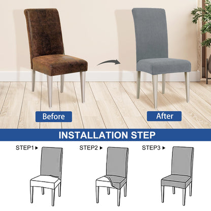 YSTELLAA Chair Covers for Dining Room Set of 4, Stretch Parson Chair Slipcovers Removable Washable Kitchen Chairs Seat Covers,Light Gray