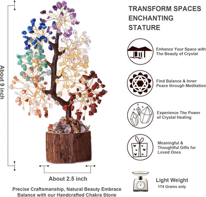 Crysmona Premium 7 Healing Chakra Tree of Life, Crystals and Healing Stones,- Crystal Tree for Positive Energy, Home Office Decor, Spiritual Gifts for Women