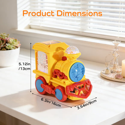 Light Up Train Toy for Toddlers, Transparent Car Toy for Kids with Cool Light and Music Educational Crawling Toys for Baby Boys and Girls