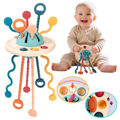 woollywink Baby Toys for 1 Year Old, Montessori Toys Hanging in Stroller, Sensory Toy for Todders 12-18 Months+, UFO Pulling Educational Game for Developing Motor Skills Gift for Boys& Girls