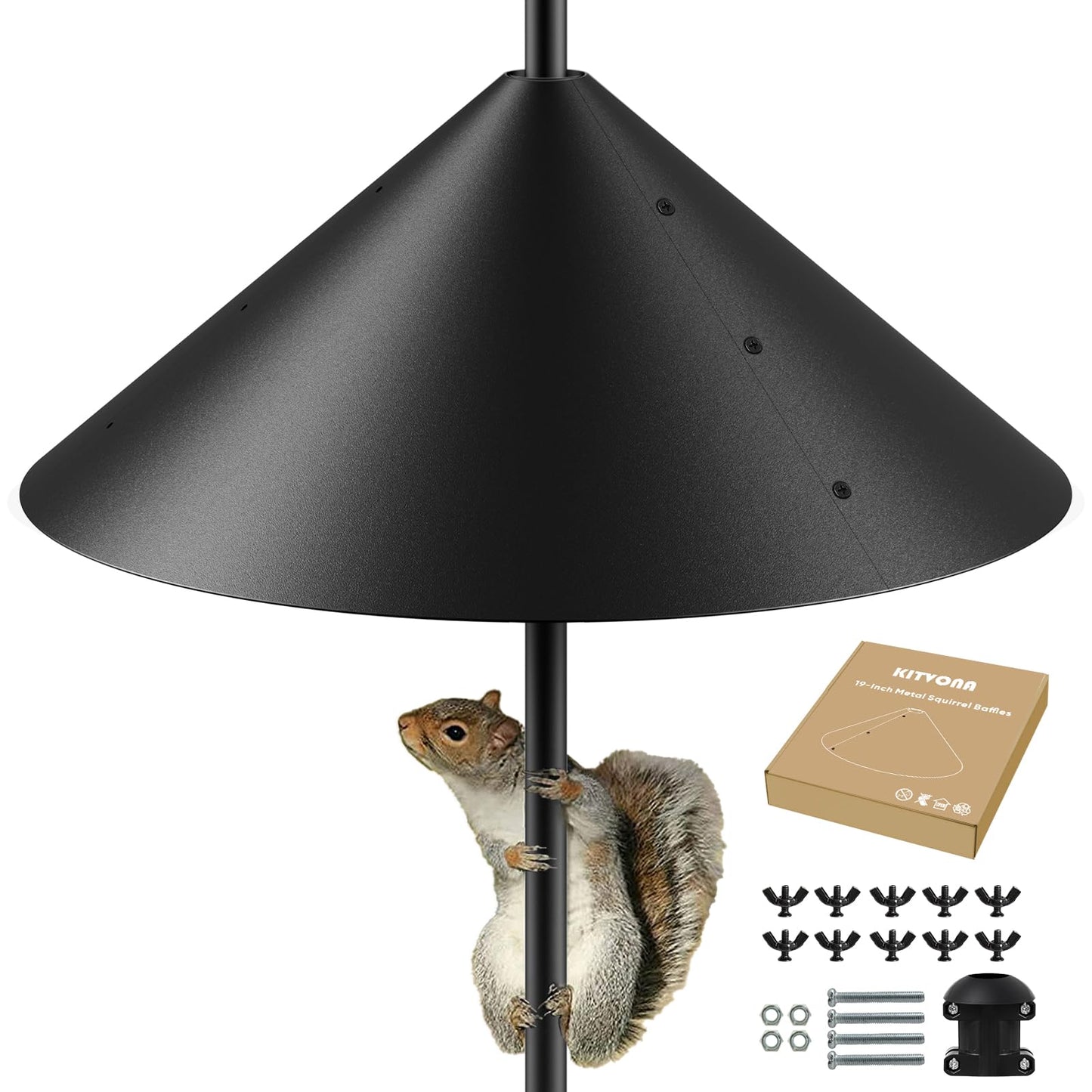 19 Inch Metal Squirrel Baffle for Bird Feeder Pole, Outdoor Squirrel Proof Bird Feeders, Bird House Guard for Shepherd’s Hook, Rust Chew Proof Heavy Duty