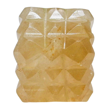 Amazing Gemstone Citrine Crystal Cube with 54 Pyramid - 1" Mini Lemurian Pyramid Cube Figurine of Natural Stone Pyramid for Meditation, Reiki, Chakra Balancing Vastu Pooja and Crystal Grids
