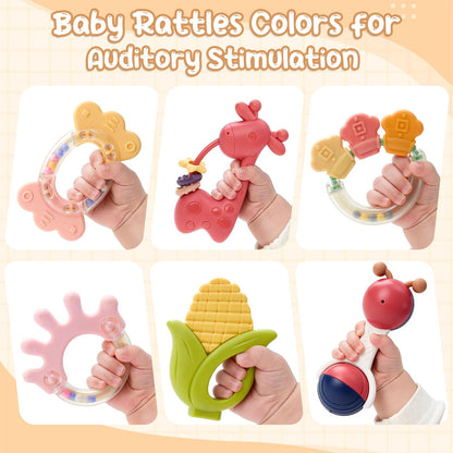 ENJOCASES Baby Toys 0-6 Months - Baby Rattles Teething Toys 3-6 Month Infant Toys 6-12 Months Teether Toy Babies Gift Teething Toys