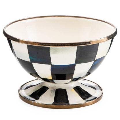 MACKENZIE-CHILDS Enamel Ice Cream Bowl, Serving Bowls for Entertaining, 2-Cup Capacity, Black-and-White Courtly Check