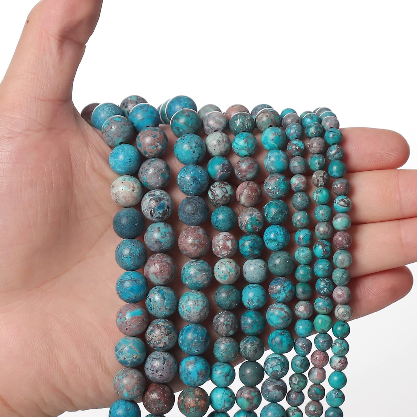 45pcs 8mm Natural Stone Beads American Turquoise Beads Energy Crystal Healing Power Gemstone for Jewelry Making, DIY Bracelet Necklace