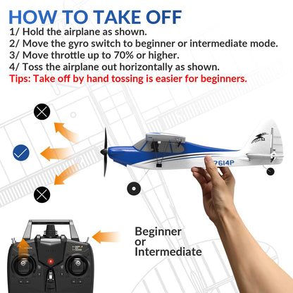 RCSHOBBY RC Plane Sport Cub 500 S2 RC Airplane RTF 4 CH Remote Control Airplane with Gyro Stabilization System& One Key Aerobatic, Ready to Fly for Beginners,Adults