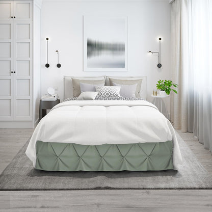 Nestl Sage Green Bed Skirt Queen Size, Pinch Pleat Queen Bed Skirt, 14" Inch Drop Queen Bedskirt, Hotel Quality Sage Green Bed Skirts, Microfiber Bedskirt for Queen Bed, Sage Green Queen Bed Skirt
