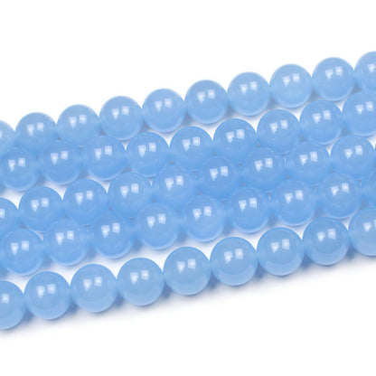MJDCB Natural Aquamarine Chalcedony Round Loose Beads for Jewelry Making DIY Bracelet Necklace (6mm)