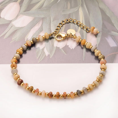 vissen Agate Natural Stone Beaded Bracelets for Women Gold Plated Bracelet Adjustable Personalised Jewellery