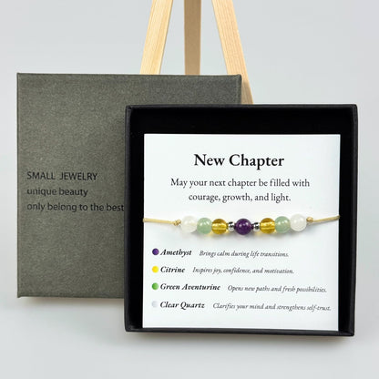 TLOEP New Chapter Crystal Bracelet, Graduation Gift for Women Men, Inspirational New Beginning Bracelet with Meaning Card, Gift for Daughter, Friend, Student, High School College Grad