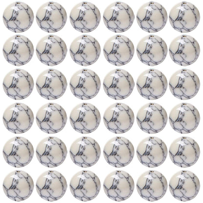 Natural Stone Beads 100pcs 10mm White Howlite Round Genuine Real Stone Beading Loose Gemstone Hole Size 1mm DIY Charm Smooth Beads for Bracelet Necklace Earrings Jewelry Making (White Howlite, 10mm)
