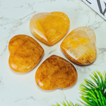 LEADGEM Citrine Crystal Heart Worry Stone for Anxiety Healing Crystals 2Inches Gemstone Heart Shaped Stone for Love,Meditation & Home Decor,Gift for Loved Ones