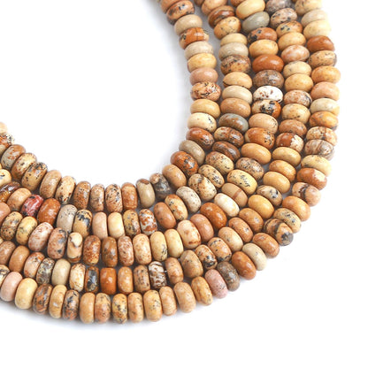 150PCS 2x4mm Natural Pictures Jaspers Rondelle Beads Abacus Disk Stone Beads Round Loose Spacer Gemstone Beads for DIY Bracelet Necklace Jewelry Making
