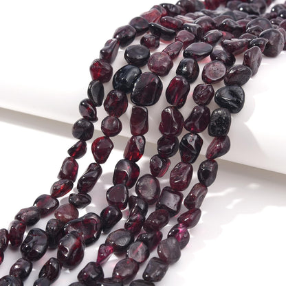 jodaying 6-8mm Natural Red Garnet Nuggets Oval Free Tumbled Pebble Semi Precious Gemstone Loose Stone Beads Approx 15.5 inch for DIY Jewelry Making