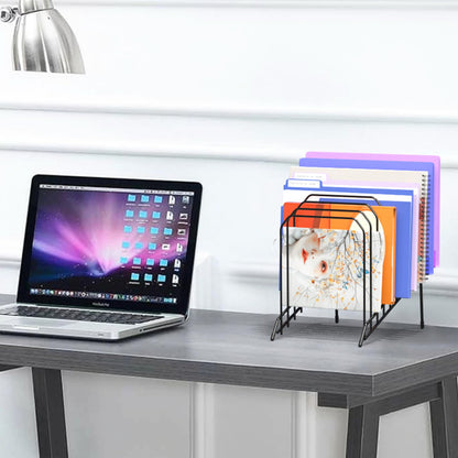 Gawerk Incline Metal Desk Magazine Folder Holder, Sorter Desk File Organizer with 8-Section Vertical Compartments Rack File Organizer for Office, Home, School (2 Pack)
