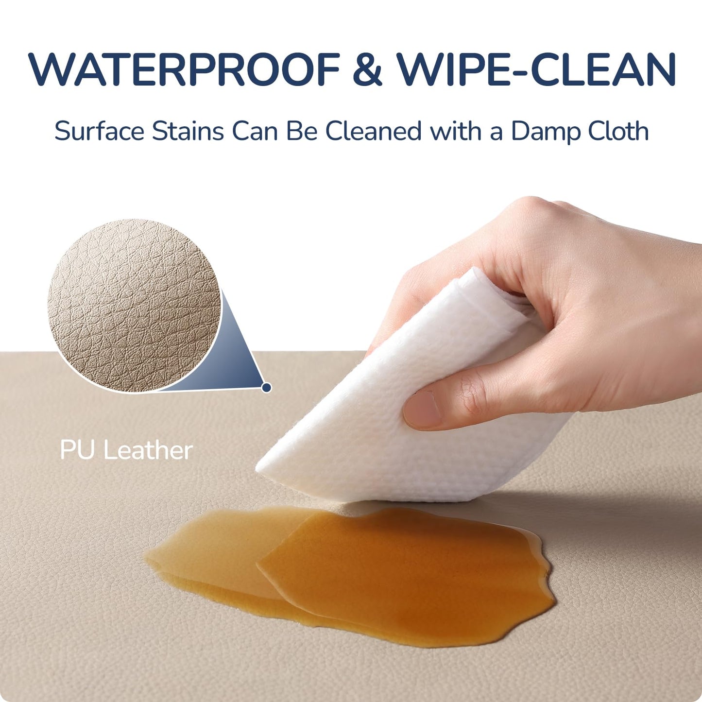 Baby Play Mat for Floor,50"x50" Vegan Leather Playpen Mat,1.3'' Thick Memory Foam Padded Play Mat,Cushioned & Waterproof Play Mats,Non Slip Crawling Playmat for Toddlers,Infants,Kids