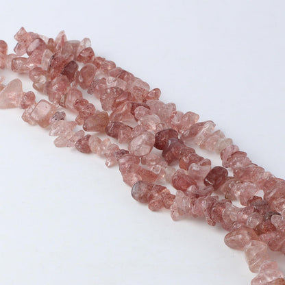 31 inches Chip Stone Loose Gemstones Beads Drilled Strand for Jewelry Making (Strawberry Quartz)