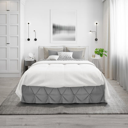 Nestl Dark Grey Bed Skirt Queen Size, Pinch Pleat Queen Bed Skirt, 14" Inch Drop Queen Bedskirt, Hotel Quality Gray Bed Skirts Premium Microfiber Bedskirt for Queen Bed, Dark Grey Bed Skirts