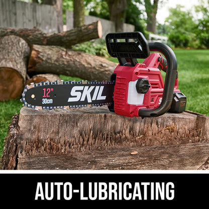 SKIL PWR CORE 20 Brushless 20V 12'' Handheld Lightweight Chainsaw Kit with Tool-free Chain Tension & Auto Lubrication, Includes 4.0Ah Battery and Charger-CS4562B-10