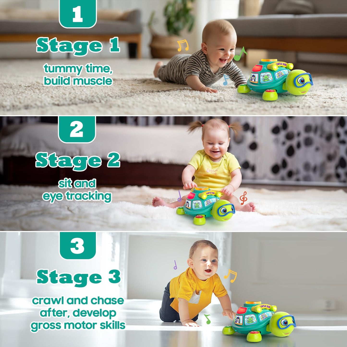 Zardali Baby Toys 6-12 Months, Musical Turtle Tummy Time Developmental Crawling Toy for 6 7 8 9 10 Months, Educational Bilingual Infant Toy 6-9-12 Months, Baby Boy Girl Birthday Gifts