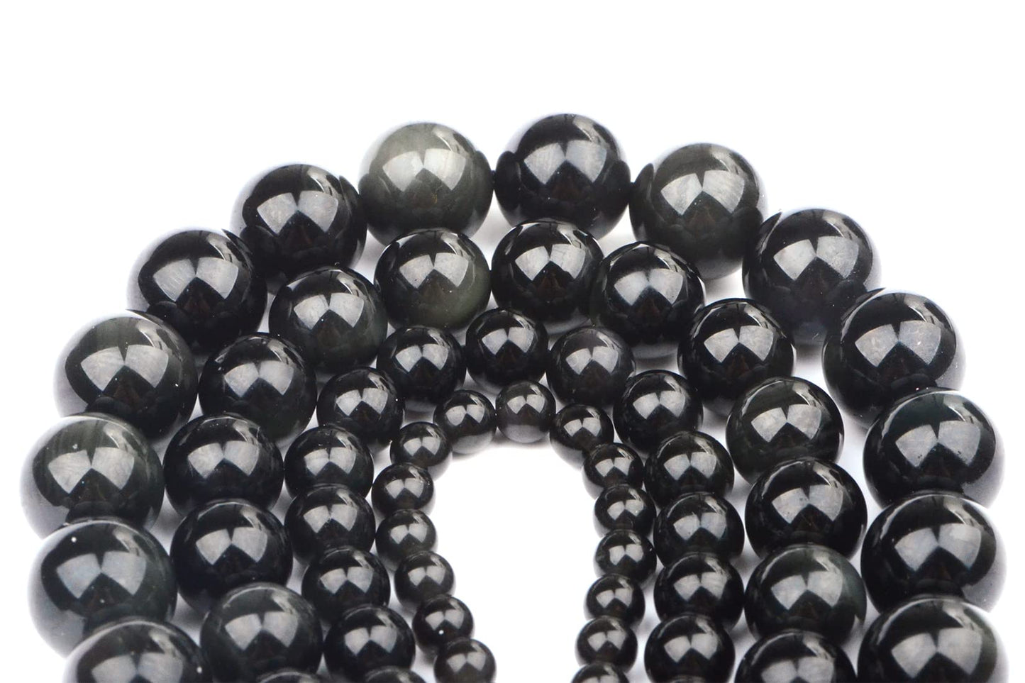 Bymitel 90 pcs Natural Genuine Real Round Loose Stone Beads Gemstone Spacers for Charm DIY Jewelry Making 15.5" per Strand 4mm (Black Obsidian, 4mm)