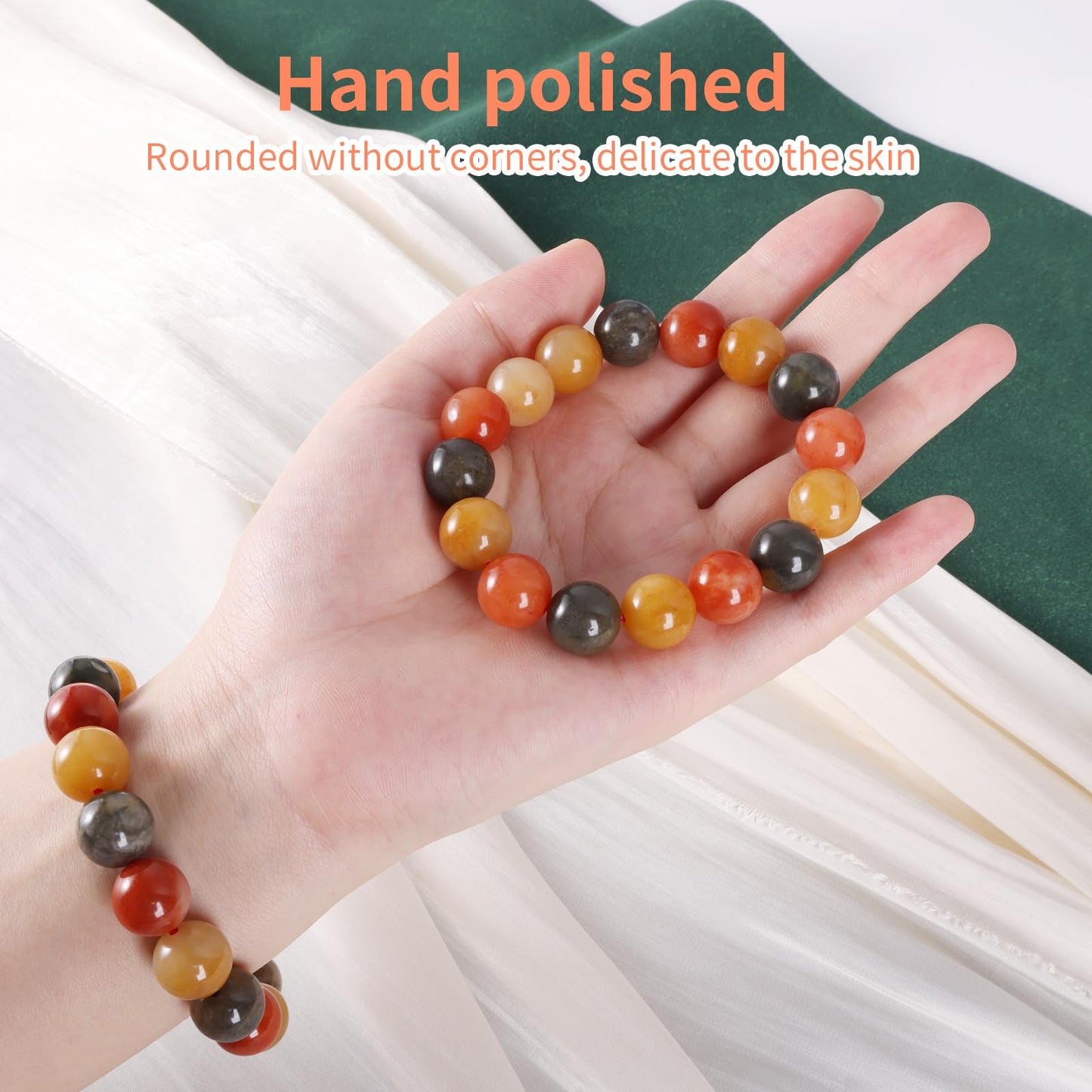 Handmade Natural Jade Beaded Bracelet for Women & Men – Genuine Green/White Jade Gemstone Stretch Bracelet – Lucky Energy Healing Jewelry Gift for Peace, Prosperity & Protection ST-V-03