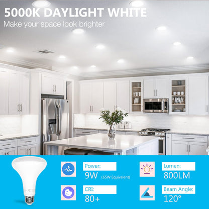 DAYBETTER BR30 LED Light Bulbs Indoor Flood Light, 6Pack 5000K Daylight White LED Bulb 65W Equivalent, Dimmable, E26 Base, 800LM, Recessed Can Bulb for Living Room Bedroom Dining Room Bathroom