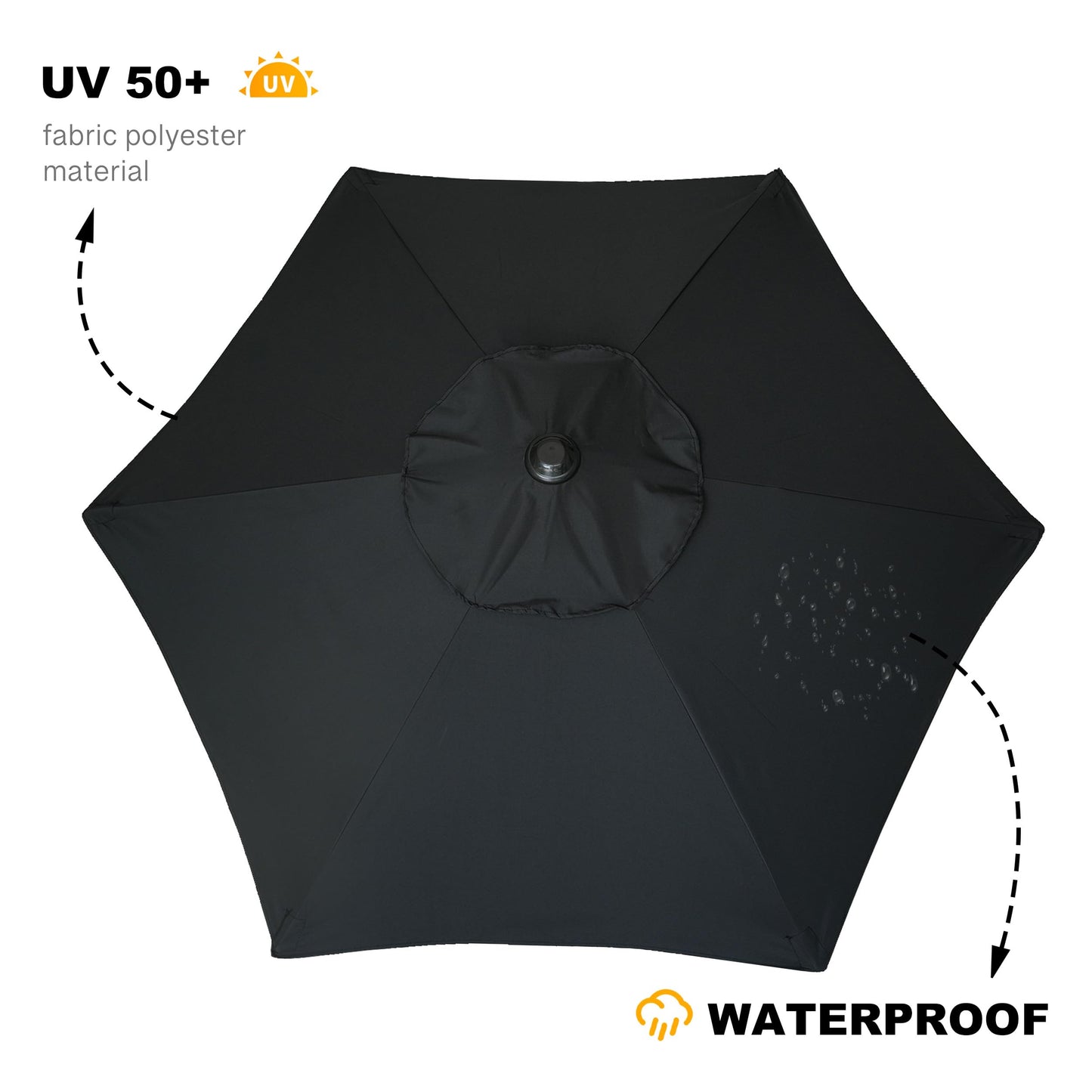 AMMSUN 6ft Patio Umbrella Outdoor Table Umbrellas with Push Button Tilt, UPF50+ Premium Steel Pole and Ribs for Deck, Lawn, Garden, Backyard & Pool (Black)