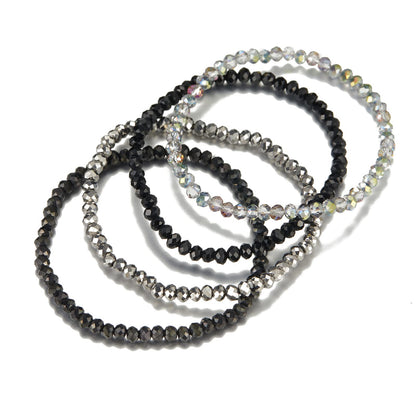 Noessla Beaded Boho Stretch Bracelet Colorful Stackable Crystal Beads Bracelets Trendy Costume Jewelry Mothers Day Gifts for Women(Black)