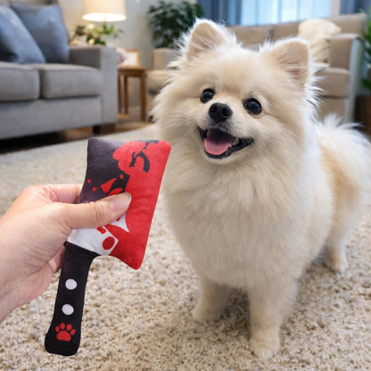 Haourlife 2-Pack Halloween Squeaky Dog Toy Set - Plush Knife and Cleaver Design, Interactive Sound Toys for Dogs, Perfect for Halloween Play and Chewing Fun