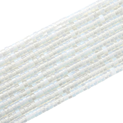 150pcs 2x4mm Natural White Opal Stone Tube Shape Beads Loose Flat Round Cylinder Flat Spacer Green Stone Beads for Bracelet Earrings Jewelry Making