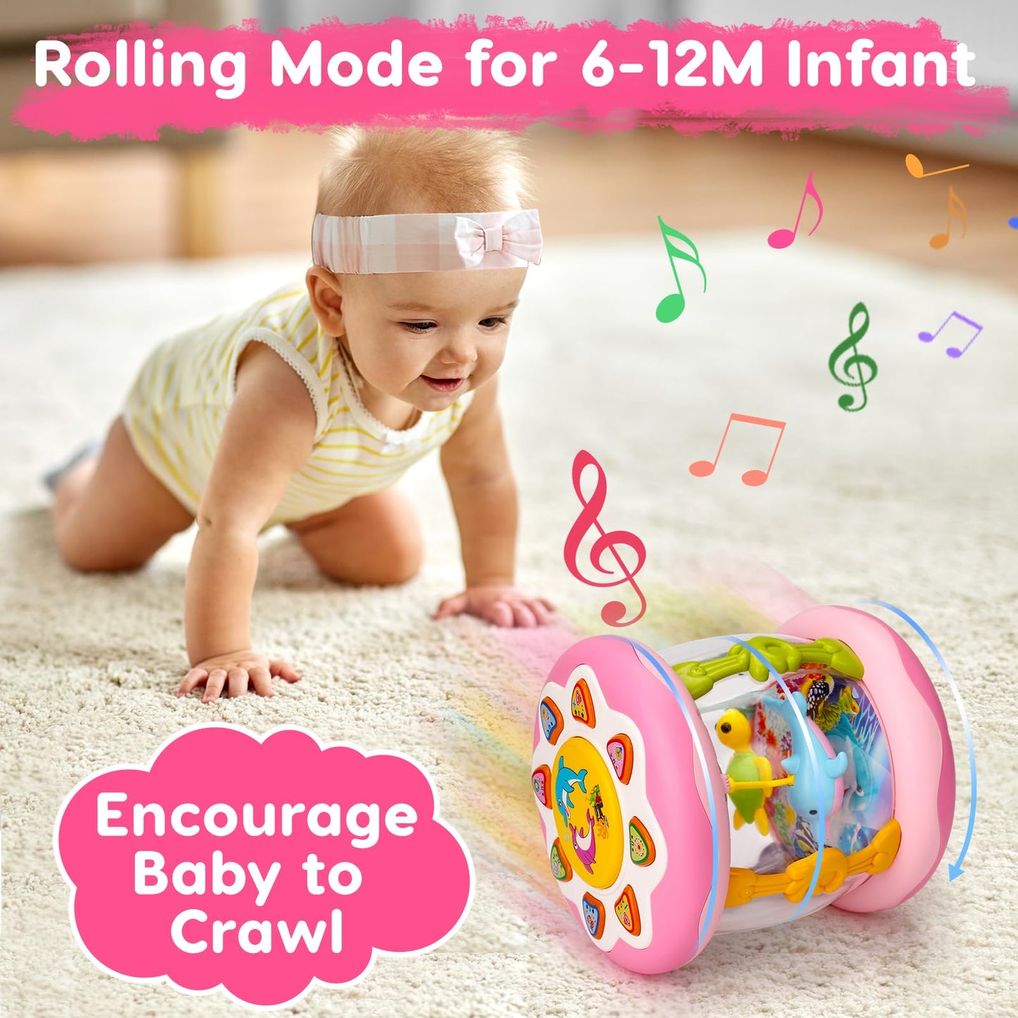 Baby Girl Toys 0-6 Months Ocean Projector Rotating Musical Light Up Tummy Time Toy Infant Aquarium 0-3 4 5 6 7 8 9 Months Crawling Toys Babies 6-12 Month Girl 1 Year Old Birthday Newborn Shower Gifts